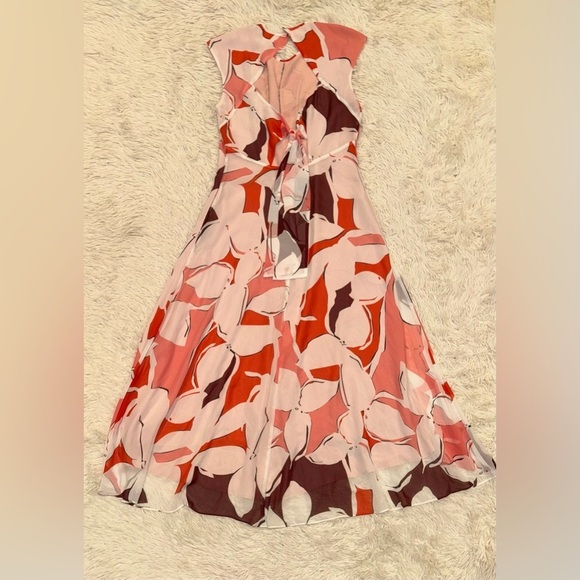 NEW Reiss Chiffon Becci Floral chiffon High-Low Midi open Back Dress Sz 8 - Picture 4 of 7